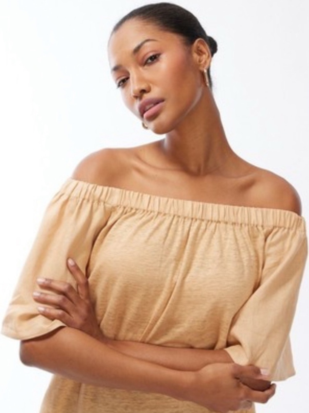 Chico's Linen Off-Shoulder Ruffle Sleeve Blouse size xl women’s top